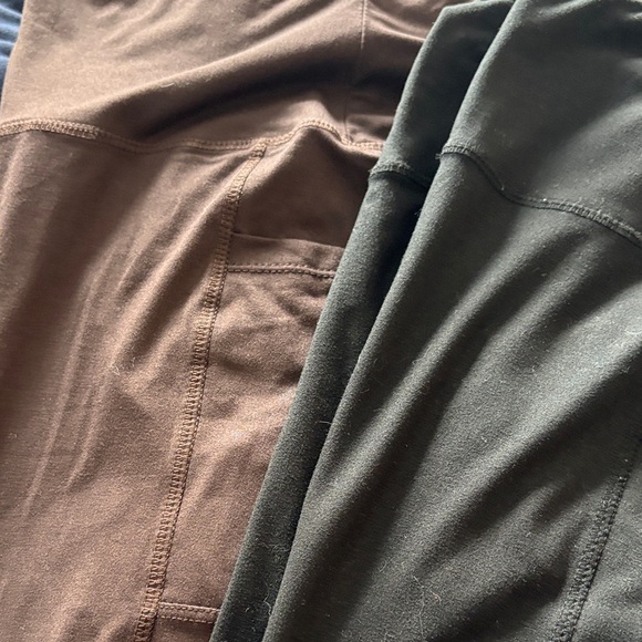 Bundle of Amazon Basic L/XL High Waisted Leggings - Black, Brown, and Navy - Picture 3 of 7